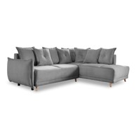 MIUFORM Siva sklopiva kutna garnitura od samta (s desnim kutom) Lazy Lukka, 247x191x85 cm