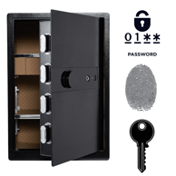 NIKCORP Oklopljeni biometrijski kućni sef, otisak prsta i šifra, dimenzije 58 x 40 x 33 cm, čelik, crna