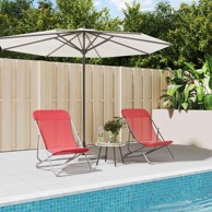 Sklopive stolice za plažu 2 kom crveni od tekstilena i čelika