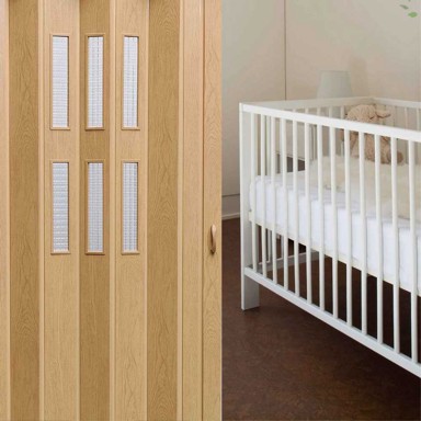 PIONEER Harmonika vrata Vivaldi staklo 260, euro hrast, 84x203 cm