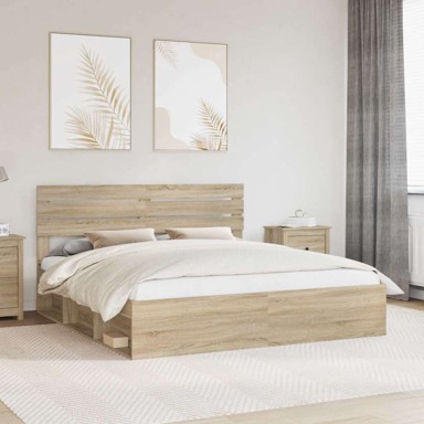 Okvir za krevet 180 x 200 cm čvrsto borovo drvo, sonoma