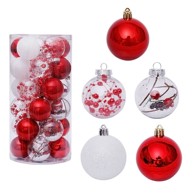 Kuglice, ø 6 cm, 30/1 pak, crveno-bijele