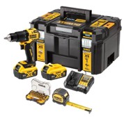 DEWALT Aku udarna bušilica-odvijač DCZ100P2KT s 2x5Ah baterije + metar + set bitova
