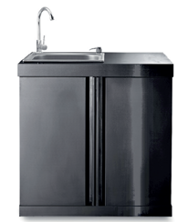 Crni inox modul sa sudoperom i ormarićem 7901