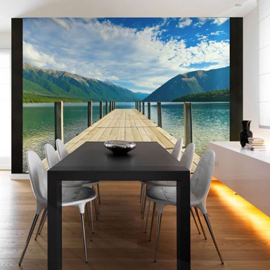 Foto tapeta Mountain lake bridge 350x270
