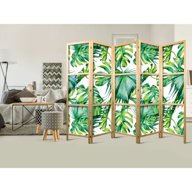 Japanski paravan Monstera i palmino lišće II 225x172 cm
