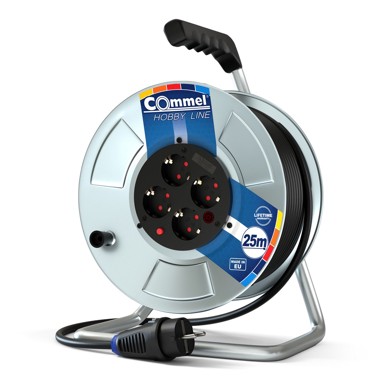 COMMEL Produžni kabel motalica 25m 3x2,5 mm H05RR-F, metalni bubanj