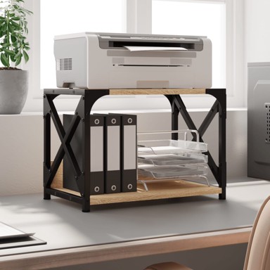 Stalak za pisač 2 razine 44 x 26 x 31,5 cm drveni, smeđa