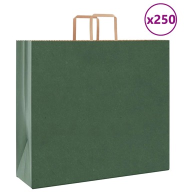 Papirnate vrećice s ručkama, 54 x 15 x 49 cm, zelene, 250 kom