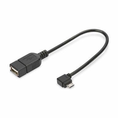 DIGITUS USB kabel A-B micro OTG 0,2 m kutni, crni