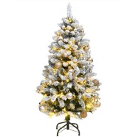 Božićno drvce umjetno, 150 LED, sa šarkama i kuglicama, 150 cm, s LED lampicama, rose gold kuglice
