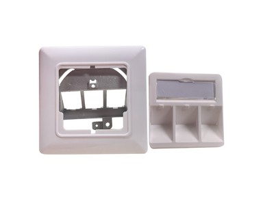 HELOS Keystone priključna doza za ugradnju, dizajnerska, 3-struka, čisto bijela