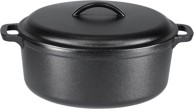 AMAZON BASICS Okrugli pekač od lijevanog željeza, 6,62 l, prethodno začinjen, crni