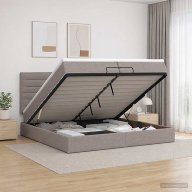 Krevet od pjene s madracem i LED-om 200 x 200 cm, sivosmeđi