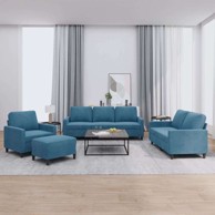 Set sofa 4-dijelni s jastučićima i tabureom, plava 