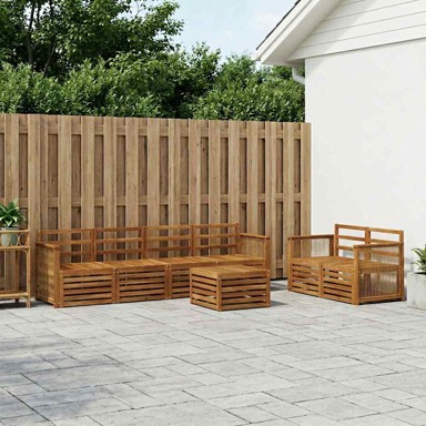 Set vanjskih sofa, 7 kom, 59 x 59 x 37 cm, čvrsto drvo akacije, prirodna