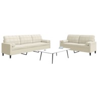 2-dijelni set sofa s jastucima krem baršunasti