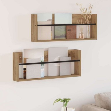Polica za časopise, zidne 2 pcs 80 x 12 x 30 cm, umjetnički hrast