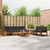 Set vanjskih sofa s jastukom 6-dijelni, prirodni i antracitni