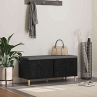 Klupa za hodnik s jastukom i vratima 60x38x46 cm, crni hrast