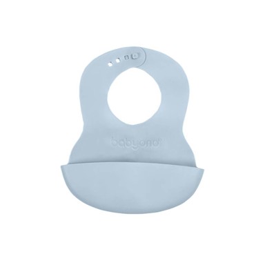 BABYONO Silikonski podbradak 6 m+, pastelno plava