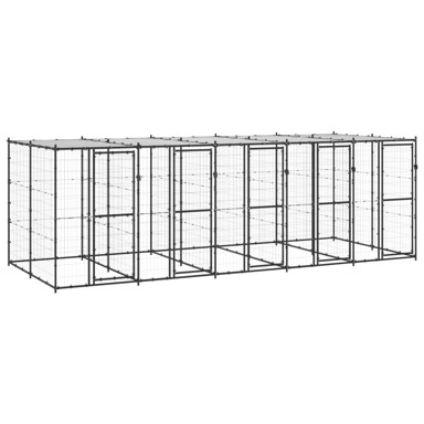 Vanjski kavez za pse s krovom čelični 12,1 m²