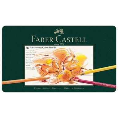FABER-CASTELL Drvene boje 110036, Polychromos, metalna kutija, 36 boja