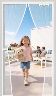 NIKCORP Magnetska moskitiera Screen Door, 115 x 210 cm, donji utezi i pričvrsne trake, bijela