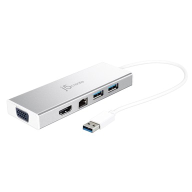 J5CREATE Docking stanica USB™ 3.0 Mini, uključuje 1x HDMI port i 3x USB porta, srebrna