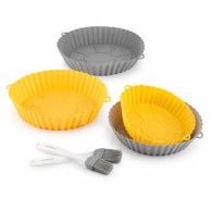 INNOVAGOODS silikonske košare s ručkama za fritezu na vrući zrak i 2 kista, 4 kom.