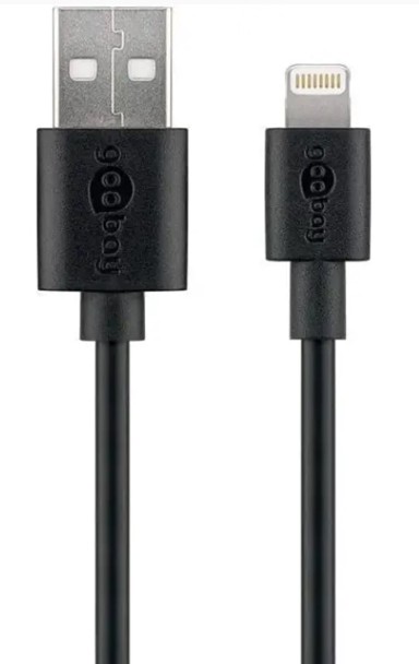 GOOBAY Kabel Lightning USB za punjenje i sinkronizaciju, crni, 1 m