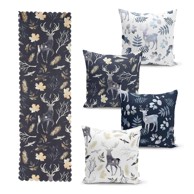 MINIMALIST CUSHION COVERS Set od 4 božićne jastučnice i gazišta na stolu navlake za jastuke Božićna šuma