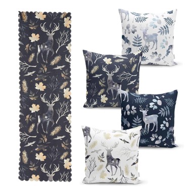 MINIMALIST CUSHION COVERS Set od 4 božićne jastučnice i gazišta na stolu navlake za jastuke Božićna šuma