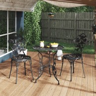 3-dijelni bistro set od lijevanog aluminija crni