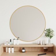 Zidno ogledalo zlatno Ø 60 cm okruglo