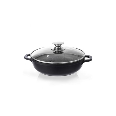 ORION Lonac s neprijanjajućom površinom Pfluon Granit sa staklenim poklopcem Grande, ⌀ 28 cm