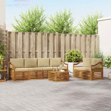 Set sofa, 7 kom, drvo akacije, prirodna/bež