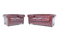 CHESTERFIELD Set Garnitura Original Leather, 2 + 3 sjedišta, Wash Off Red
