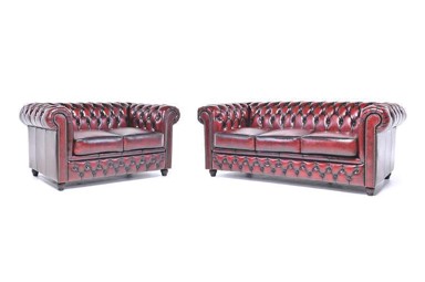 CHESTERFIELD Set Garnitura Original Leather, 2 + 3 sjedišta, Wash Off Red