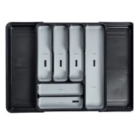 ADDIS Crno-sivi rastezljivi plastični organizator pribora za ladicu 41, 5 x 35 cm 