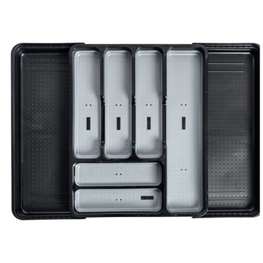 ADDIS Crno-sivi rastezljivi plastični organizator pribora za ladicu 41, 5 x 35 cm