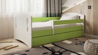 Drveni dječji krevet Classic 2 s ladicom, 180x80 cm, zeleni, spužvasti PE madrac