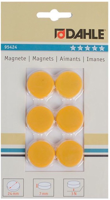 DAHLE Magneti Φ24 mm, žuti, 6/1