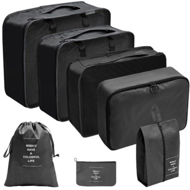 LIVEFY Organizator putni set LuxePack, 7 kom, crno