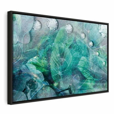 Slika Turquoise Leaves, jednodijelna, široka, 90x60 cm