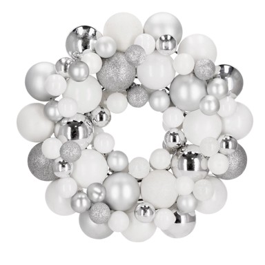 Dekoracija vijenac božićni 34 cm, srebrna