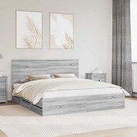 Krevetna konstrukcija 180 x 200 cm inženjersko drvo, siva sonoma