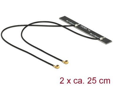 DELOCK Dvostruka WLAN antena 802.11 ac/a/h/b/g/n, 2× MHF® I muški, 3–5 dBi, 2 kom