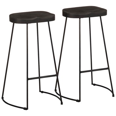 Barski stolci 2 kom crni 45x40x78 cm masivnog drva manga