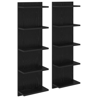 Zidna polica, 2 kom, 30 x 15 x 100 cm, crni hrast
